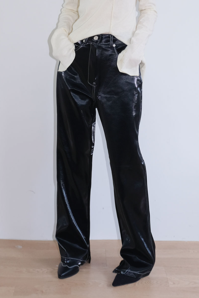 glossy velvet leather pants (2color)
